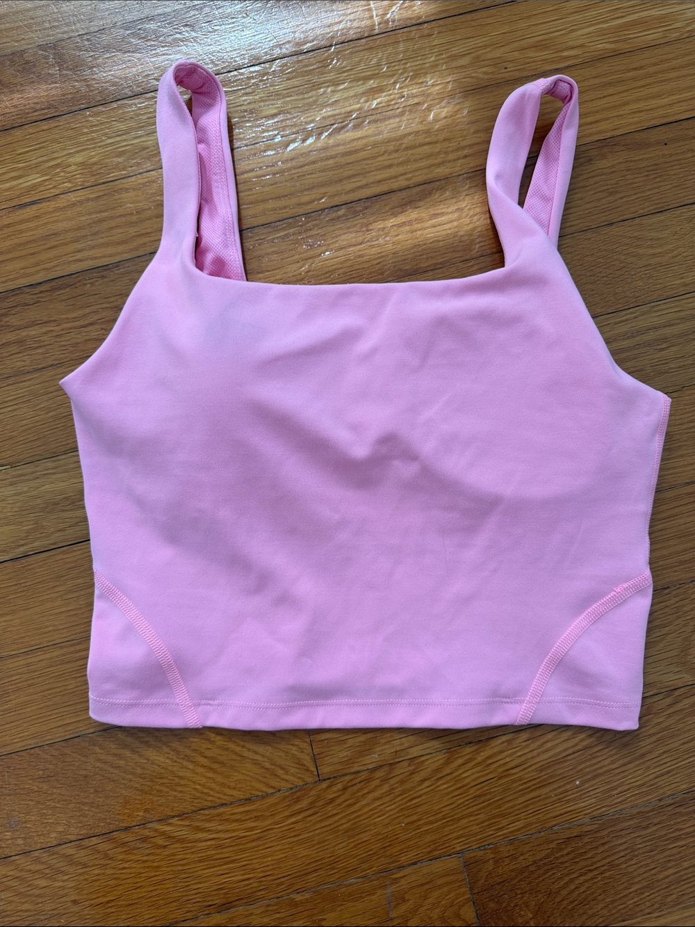 all in motion Pink Square-Neck Cropped Tank
